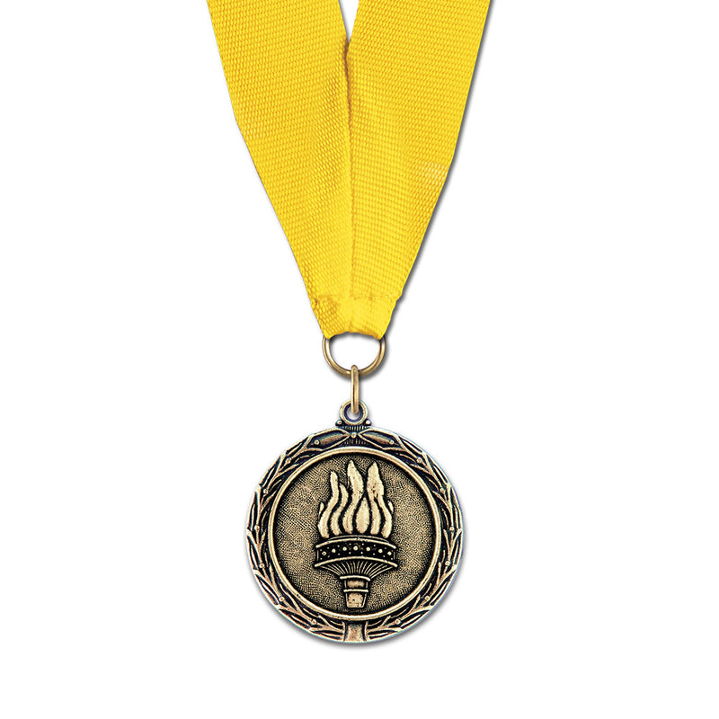 2-1/4" Custom LX Award Medal With Grosgrain Neck Ribbon