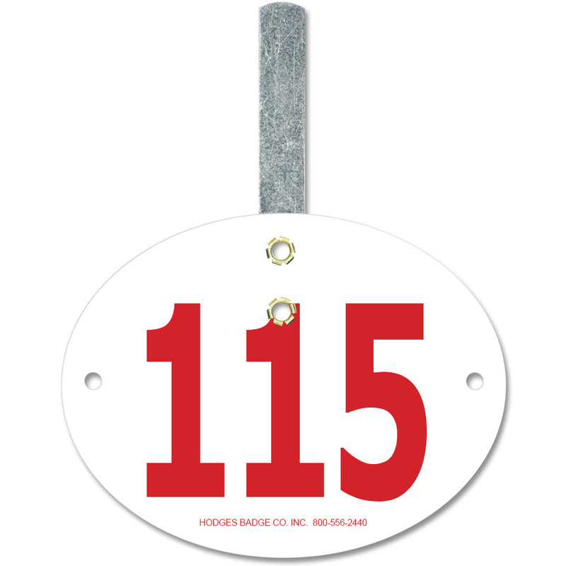 Custom Indurotec<sup>TM</sup>Full Color Oval Exhibitor Number With Hook