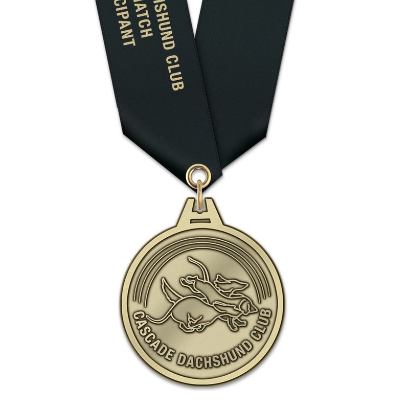 2"  HG Award Medal w/ Satin Neck Ribbon