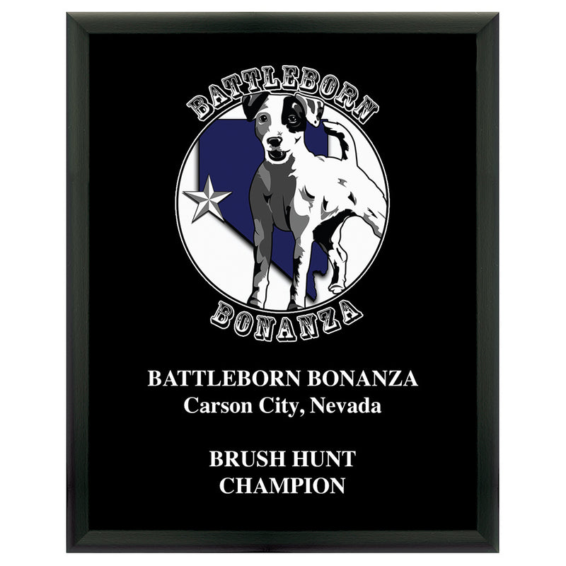 8" x 10" Custom Full Color Black Plaque With Imprint