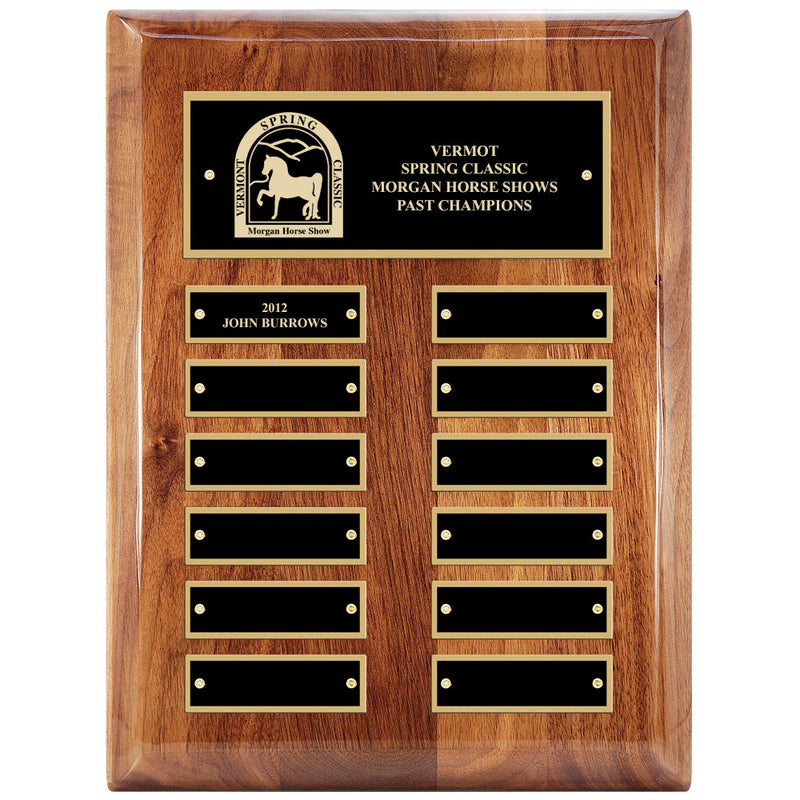 9" x 12" Custom Walnut Perpetual Plaque