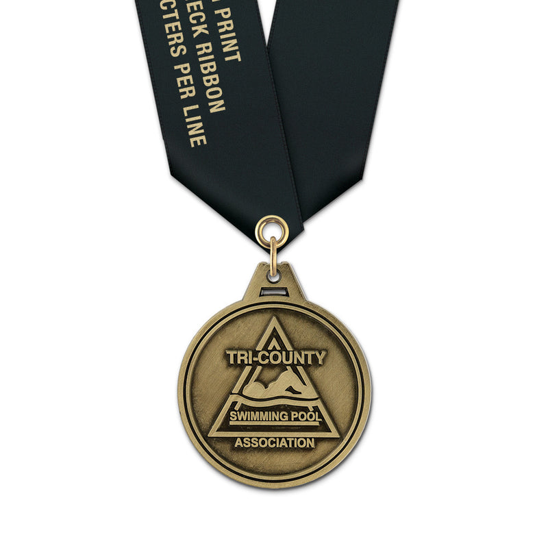 1-3/4"  HL Award Medal w/ Satin Neck Ribbon