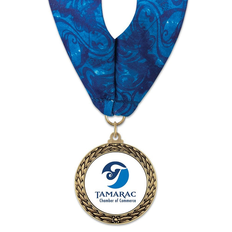 1-3/4" Custom LFL Award Medal With Millennium Neck Ribbon