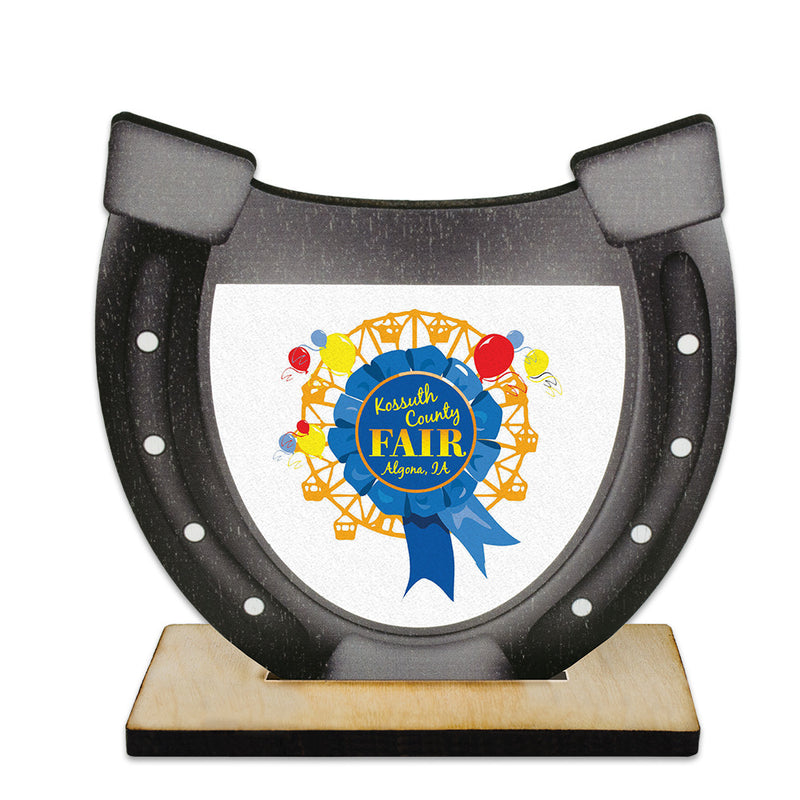 5" Horseshoe Shape Birchwood Award Trophy With Natural Birchwood Base