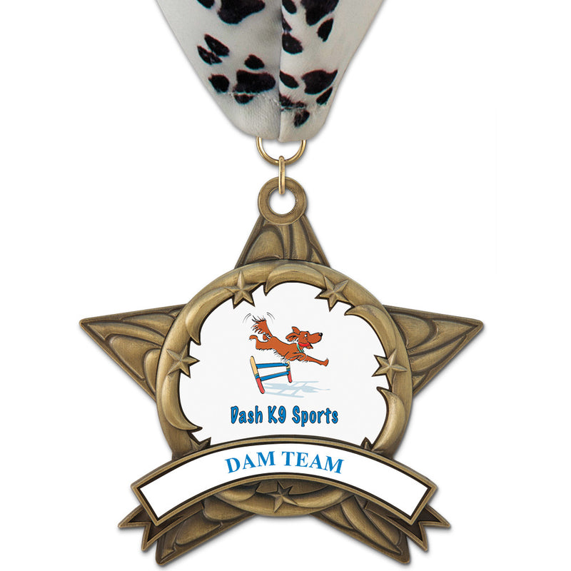 3-3/8" Custom AS14 All Star Award Medal With Millennium Neck Ribbon