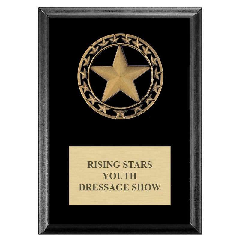 5" x 7"  Rising Star Medal Award Plaque - Black Finish