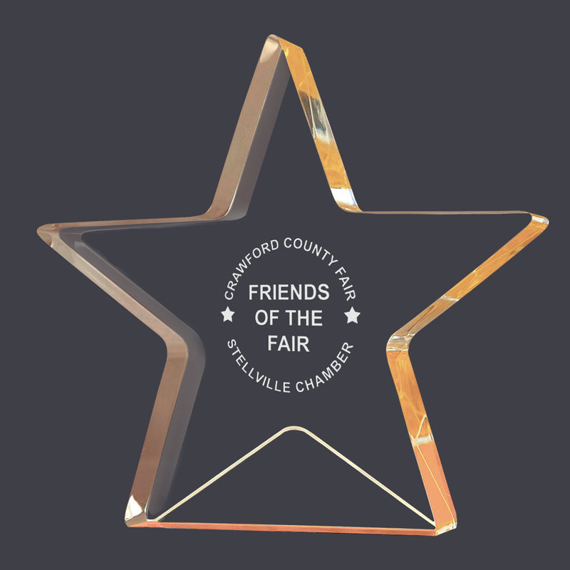 6" Custom Engraved Gold Star Shimmer Acrylic Award