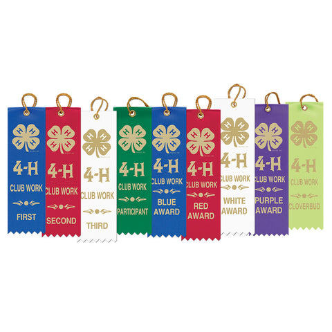 2" X 8" Stock Square Top 4-H Club Work Award Ribbon