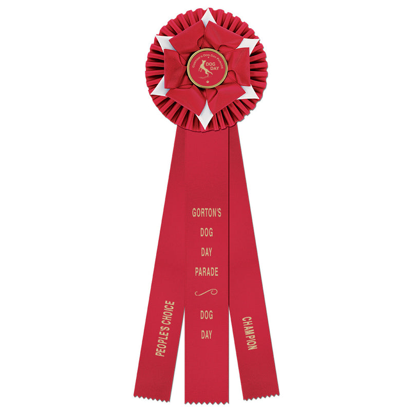 Wheaton 3 Rosette Award Ribbon With 3 Streamer Printing