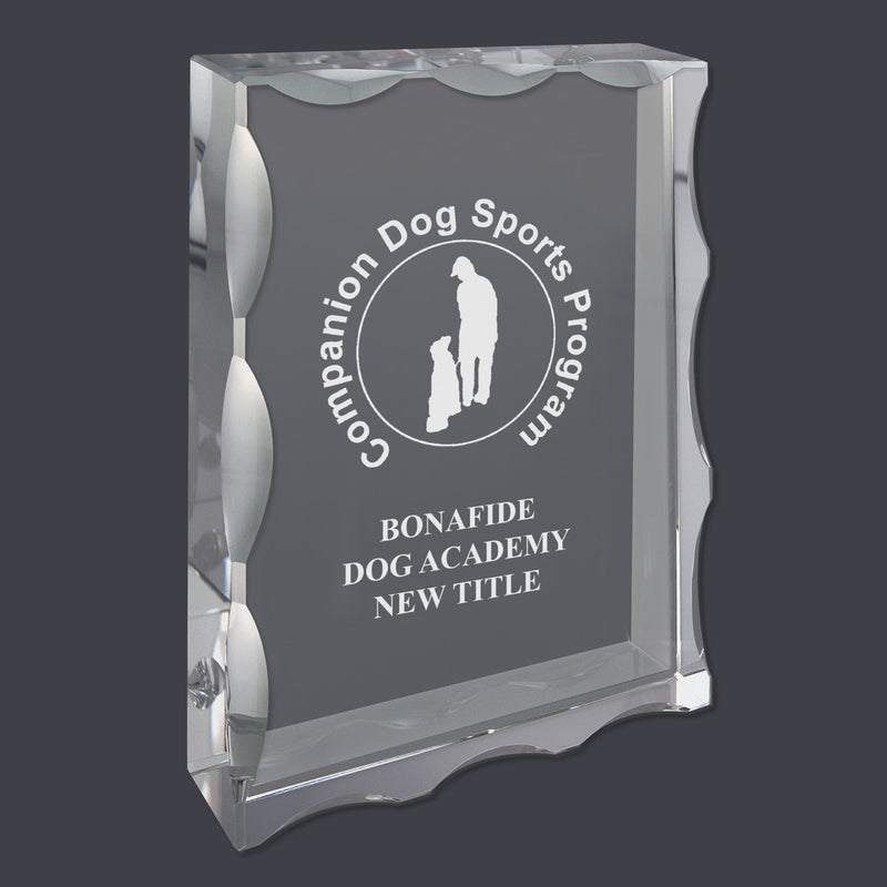 5" X 7" Custom Engraved Rectangular Optical Crystal Award