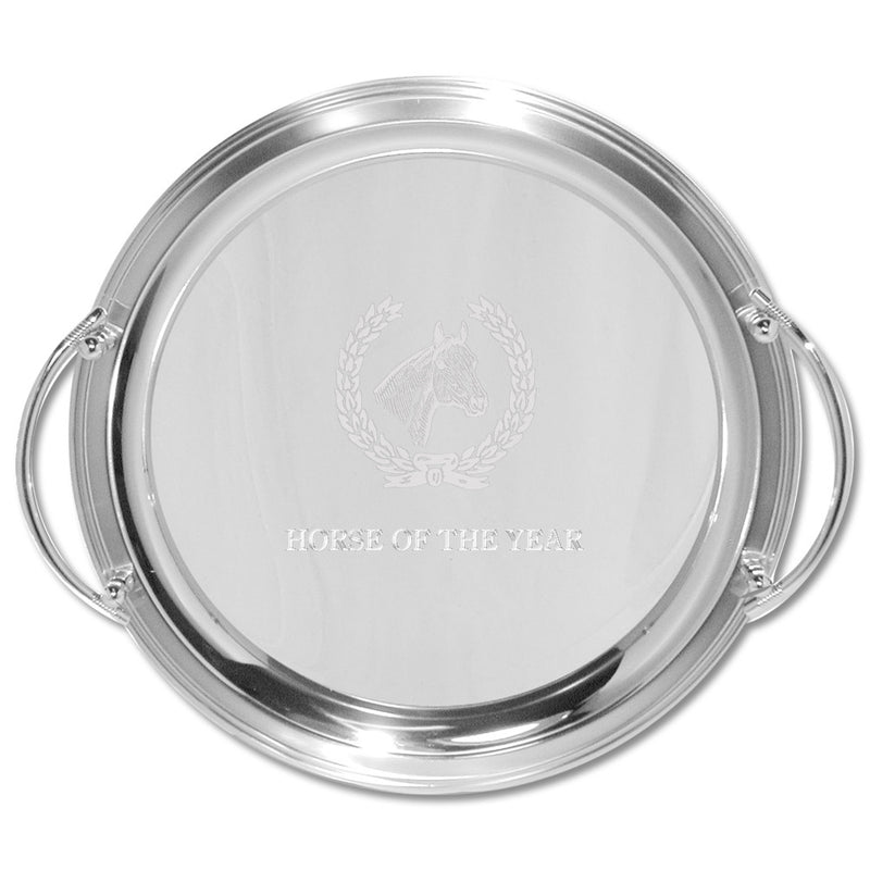 14" Round Award Tray With Handles