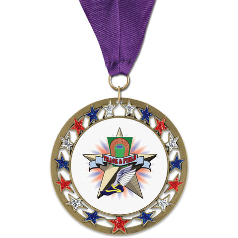 2-3/4" Custom RSG Award Medal With Grosgrain Neck Ribbon