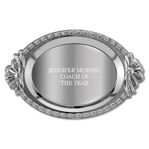 11" x 7" Oval Award Tray With Bow Handles