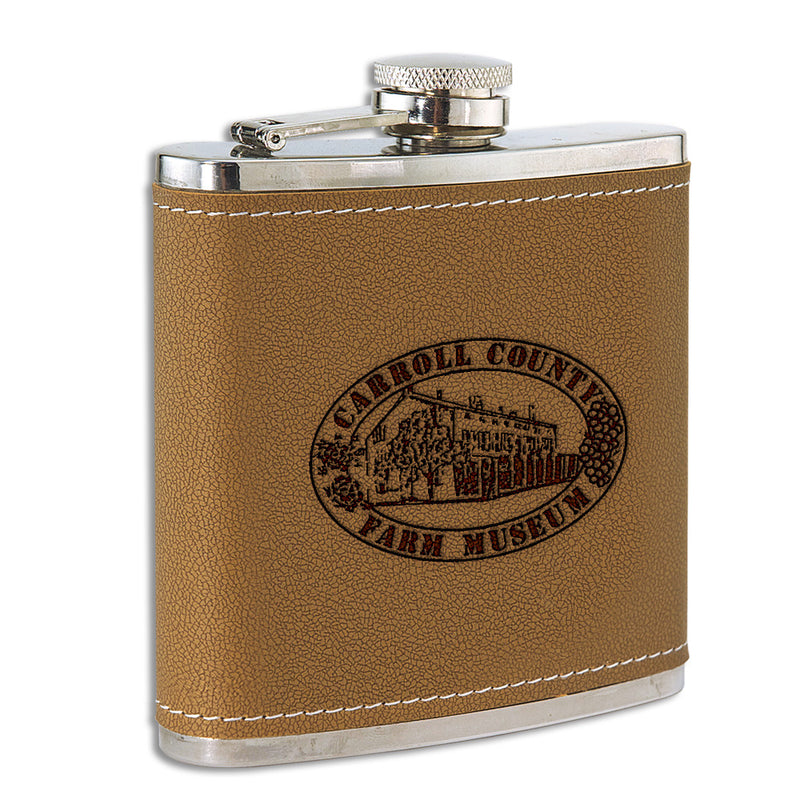 6 oz. Leather Stainless Award Flask