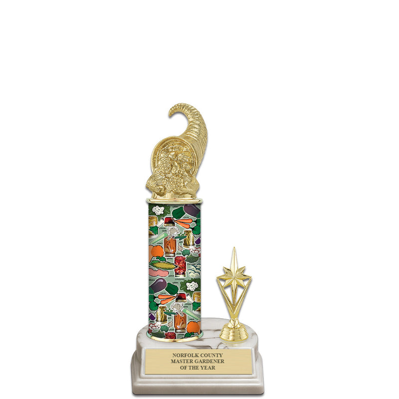 11" White Base Award Trophy With Trim