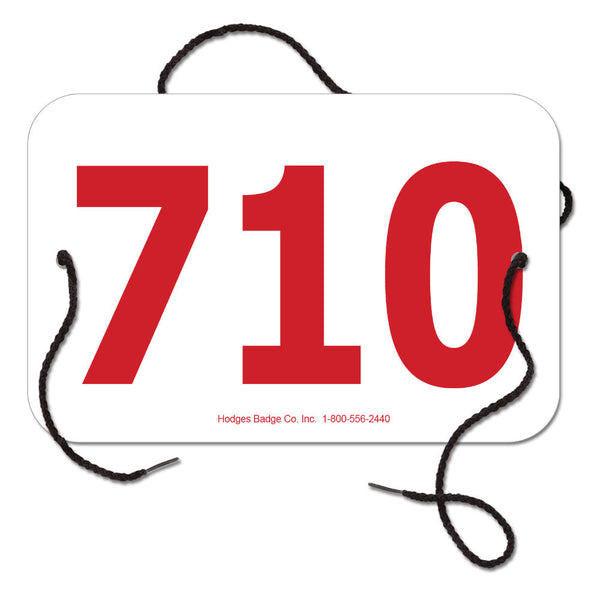 Small Rectangular Exhibitor Number With String