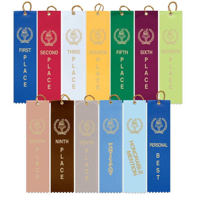 2" X 8" Stock Square Top Victory Torch Award Ribbon