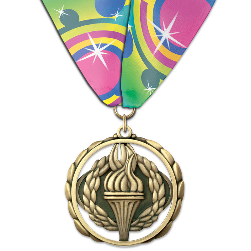 2-3/8" ES Award Medal w/ Custom Millennium Neck Ribbon