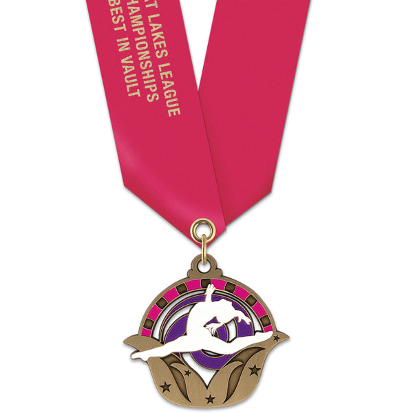 2" or 2-1/2" Superstar Award Medal With Satin Neck Ribbon