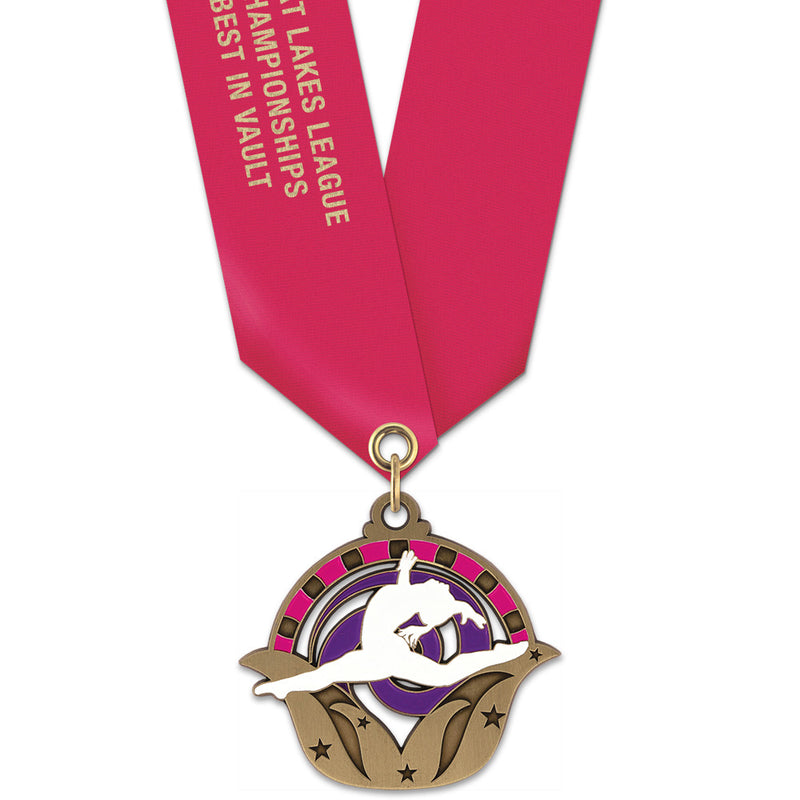 2" or 2-1/2" Superstar Award Medal With Satin Neck Ribbon