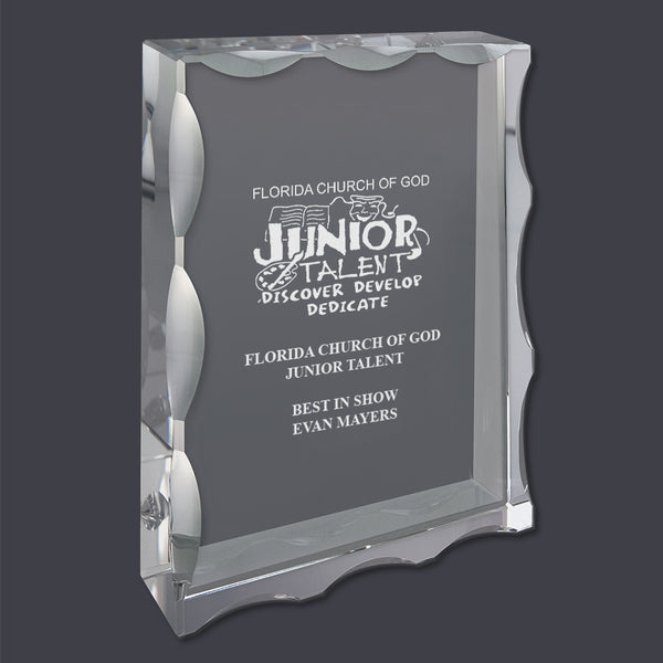 5" X 7" Custom Engraved Rectangular Optical Crystal Award