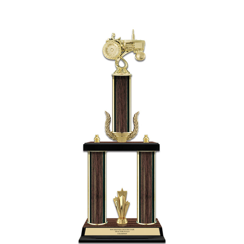 20" Walnut Finished Award Trophy With Wreath And Trim