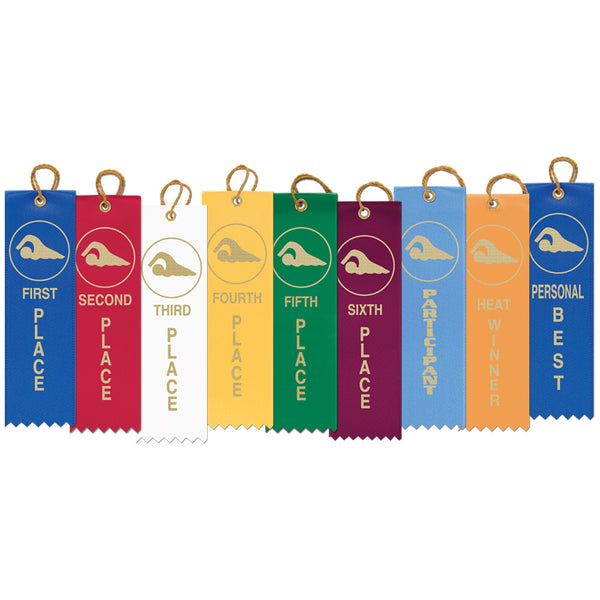 1-5/8" X 5-1/2" Stock Square Top Swimming Award Ribbon