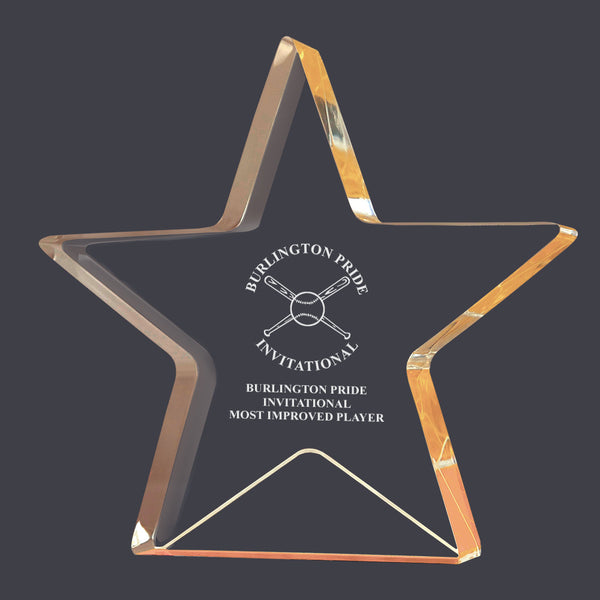 6" Custom Engraved Gold Star Shimmer Acrylic Award