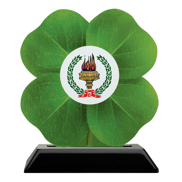 5" Clover Shape Birchwood Award Trophy With Black Base