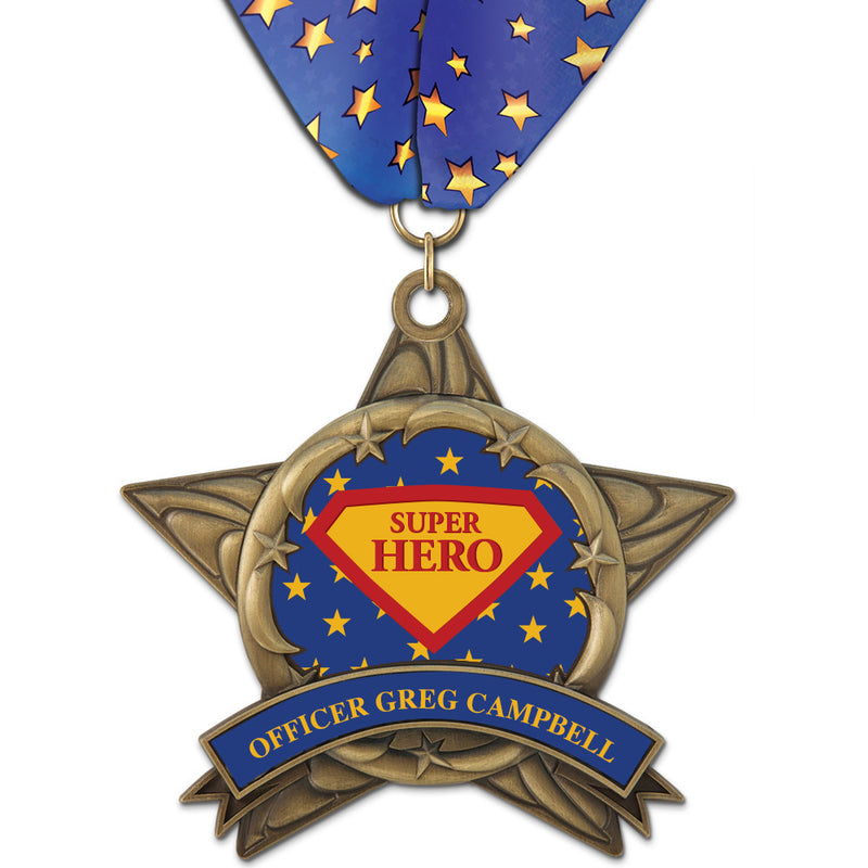 3-3/8" Custom AS14 All Star Award Medal With Millennium Neck Ribbon