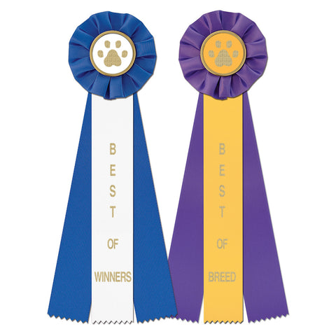 Stock Paw Print Rosette Award Ribbon