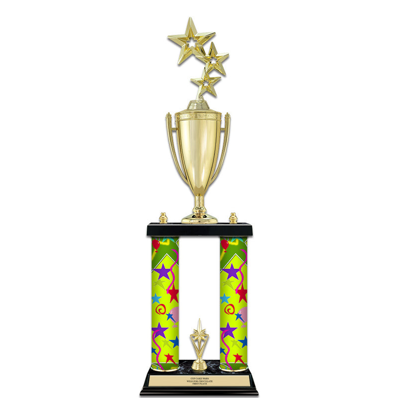 22" Black Finished Award Trophy With Loving Cup And Trim