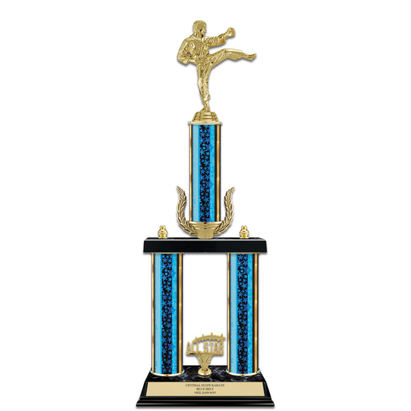 20" Black Finished Award Trophy With Wreath And Trim