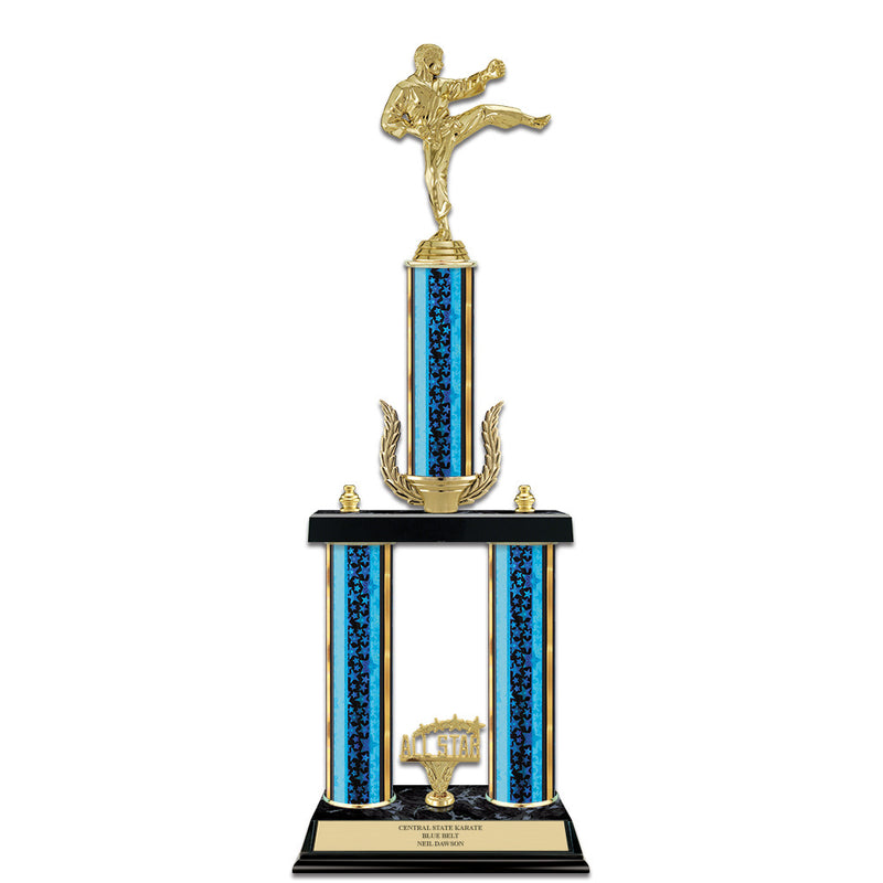 20" Black Finished Award Trophy With Wreath And Trim