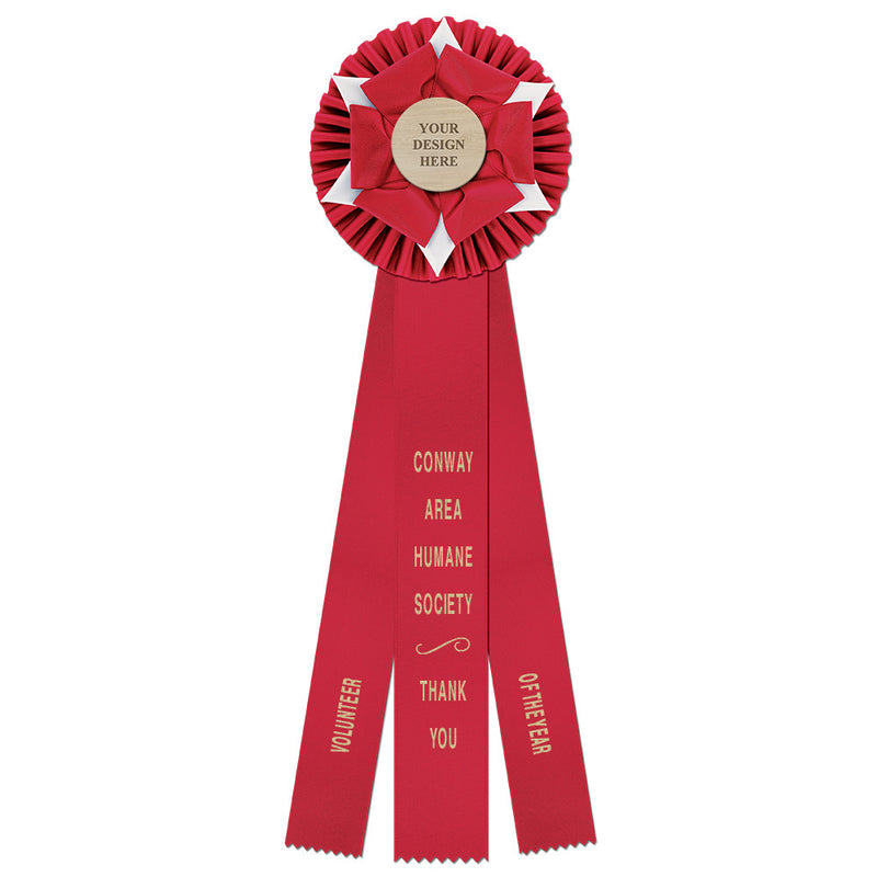 Wheaton 3 Rosette Award Ribbon With 3 Streamer Printing