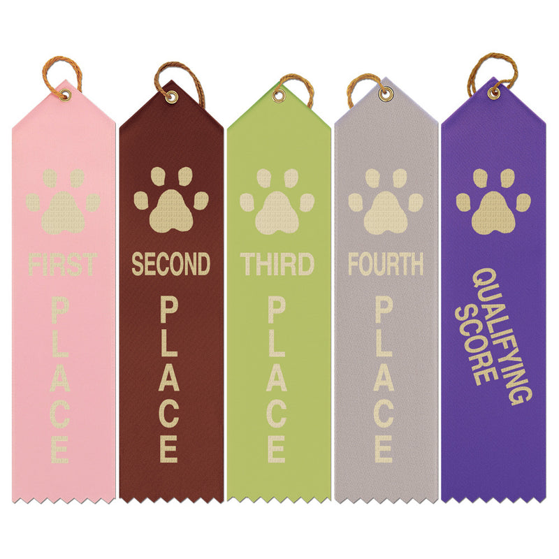 2" X 8" Stock Point Top Paw Print Place Award Ribbon