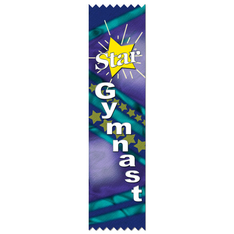 2" X 8" Stock Multicolor Pinked Top Star Gymnast Award Ribbon