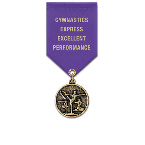 1-1/8" Custom CX Award Medal With Satin Drape Ribbon