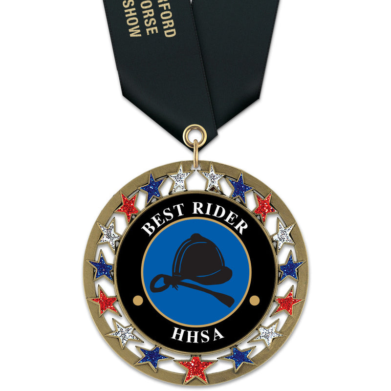 2-3/4" Custom RSG Award Medal With Satin Neck Ribbon