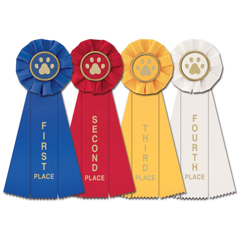 Stock Paw Print Rosette Award Ribbon