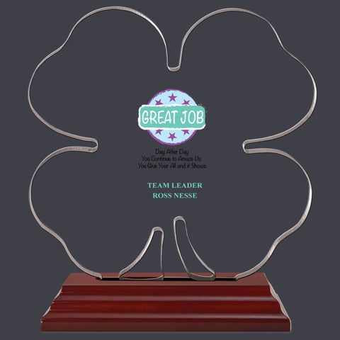 Full Color Clover Shaped Acrylic Award Trophy