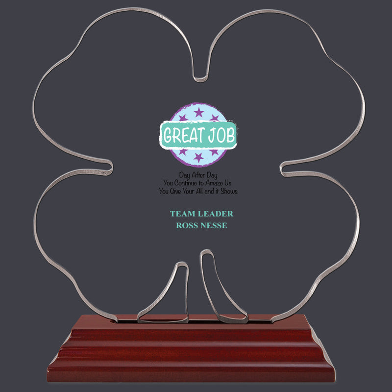 Full Color Clover Shaped Acrylic Award Trophy