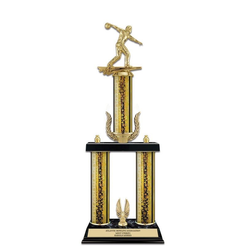 20" Black Finished Award Trophy With Wreath And Trim