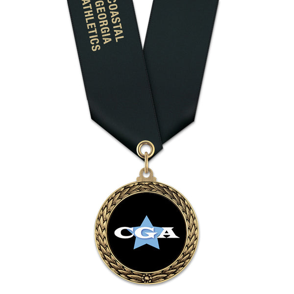 1-3/4" Custom LFL Award Medal With Satin Neck Ribbon