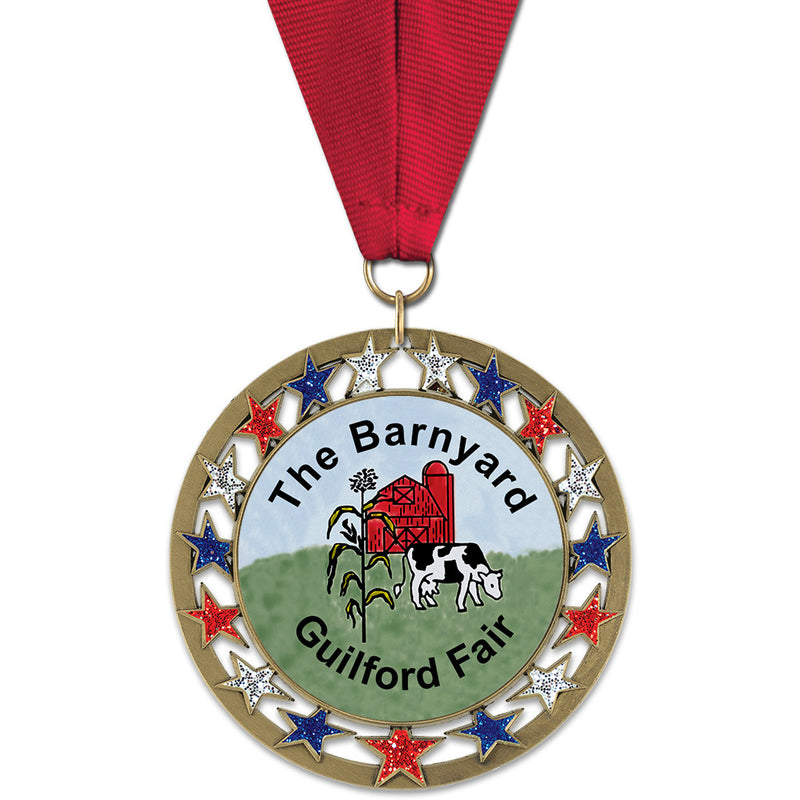 2-3/4" Custom RSG Award Medal With Grosgrain Neck Ribbon