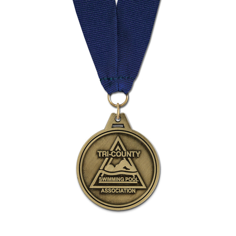 1-3/4"  HL Award Medal w/ Grosgrain Neck Ribbon