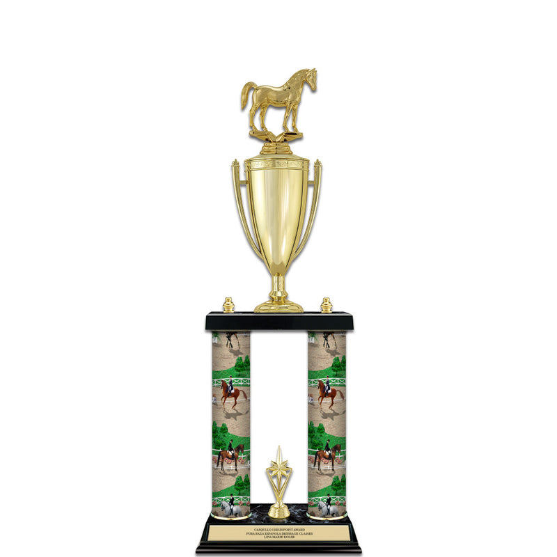 22" Black Finished Award Trophy With Loving Cup And Trim