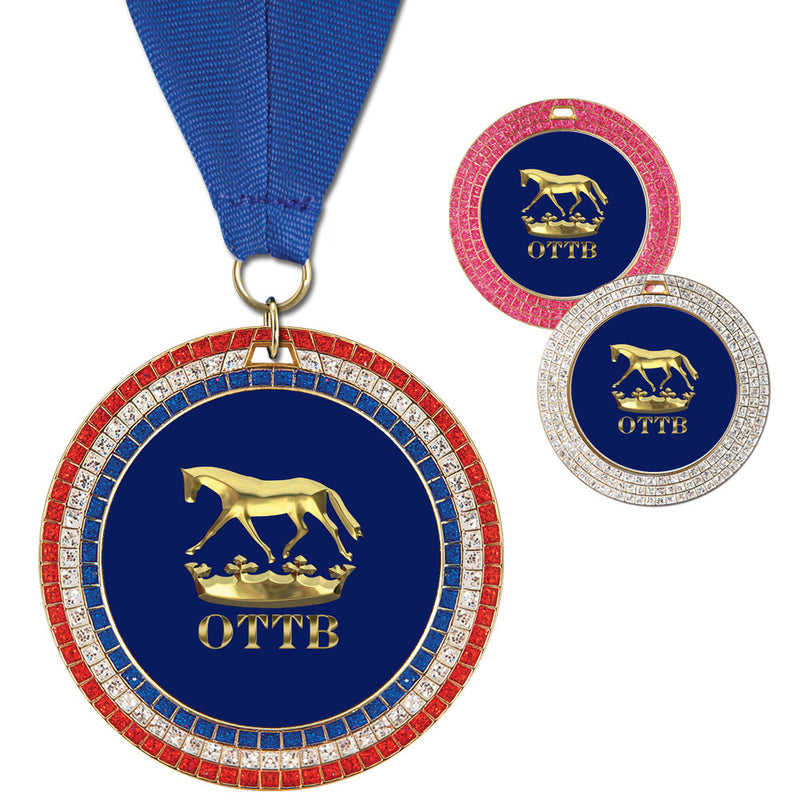 2-3/4" Custom GEM Award Medal With Grosgrain Neck Ribbon