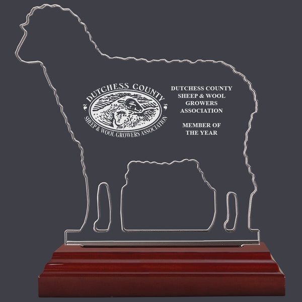 Engraved Sheep Shaped Acrylic Award Trophy