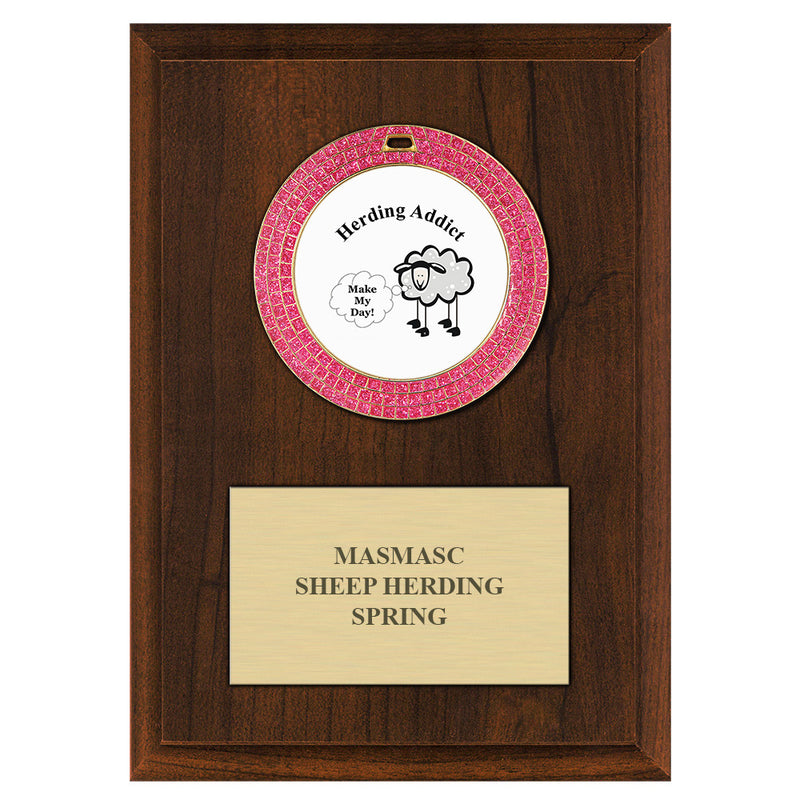 5" x 7" Custom GEM Medal Cherry Plaque